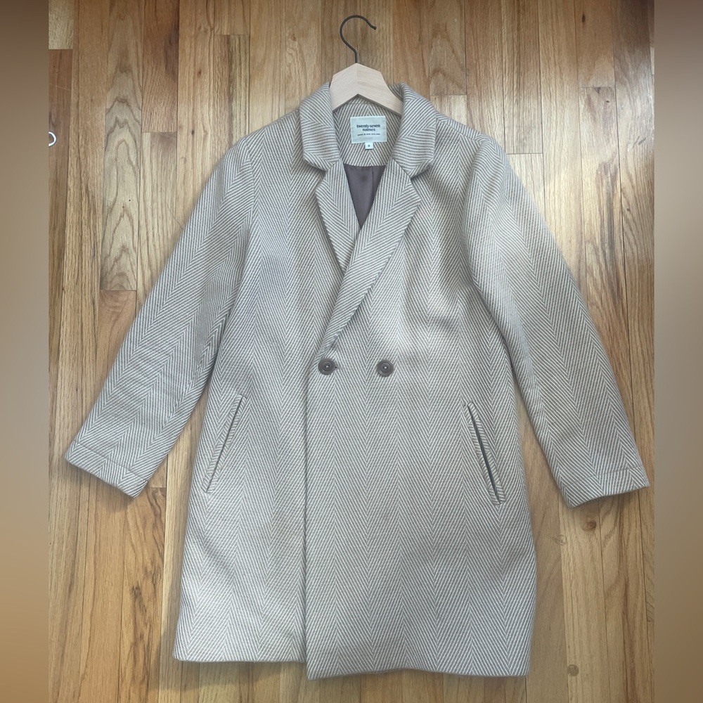 Twenty seven names wool herringbone peacoat - made in New Zealand!